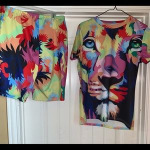 Multi colored safari 2 piece set.